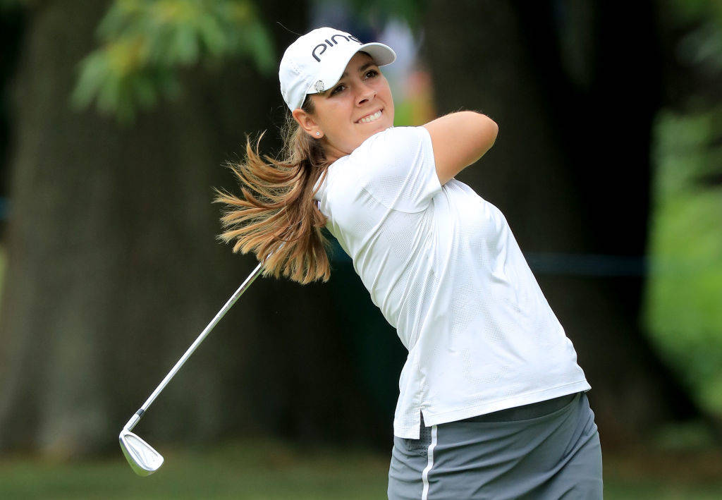 Kristen Gillman hitting a shot in her first AIG Women